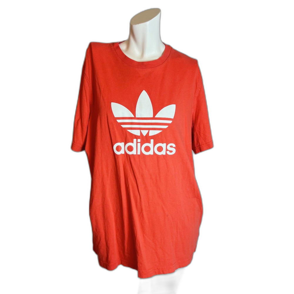 Adidas Bright Orange Heavyweight Logo T-Shirt Tee Size L